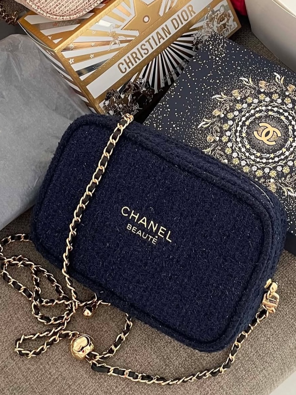 Beaute Makeup NAVY BLUE VIP POUCH With Box